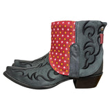 11 Embroidered Black & Red Shweshwe Fabric Canty Boots®