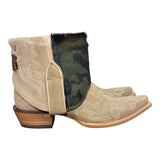 7.5 Embroidered Tan Rough Out & Camo Hair-on Hide Canty Boots®
