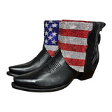 7.5 Black & American Flag Crystals Canty Boots®