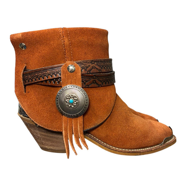 6.5 Orange Rough Out & Silver Concho Canty Boots®