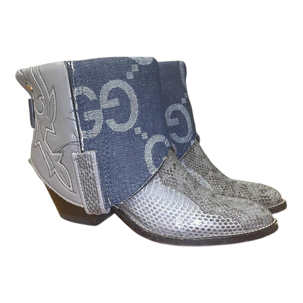 6.5 Exotic Gray & Designer Denim Canty Boots®
