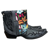 9.5 Embroidered Black & Floral Leather Canty Boots®