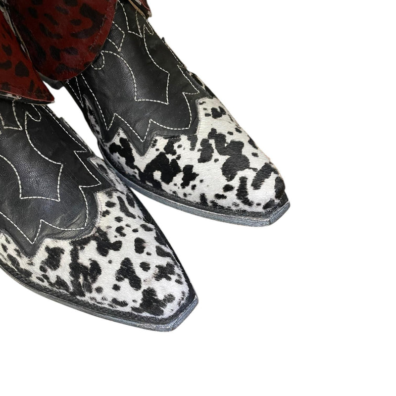 11 Black & Cowhide with Leopard Hair-on Hide Canty Boots®