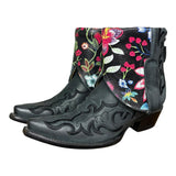6.5 Embroidered Black & Floral Leather Canty Boots®