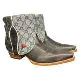 8.5 Gray & Designer Canty Boots® with Pink Dahlia Concho