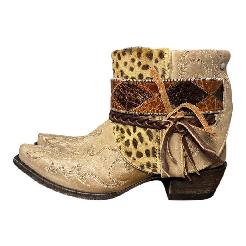9 Embroidered Tan & Leopard Hair-on Hide Canty Boots®