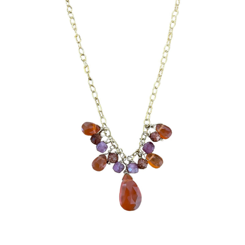 Carnelian, Sapphire, & Sun Stone Necklace