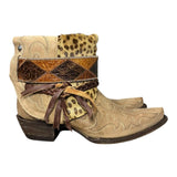 9 Embroidered Tan & Leopard Hair-on Hide Canty Boots®