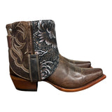 6.5 Brown & Metallic Floral Leather Canty Boots®