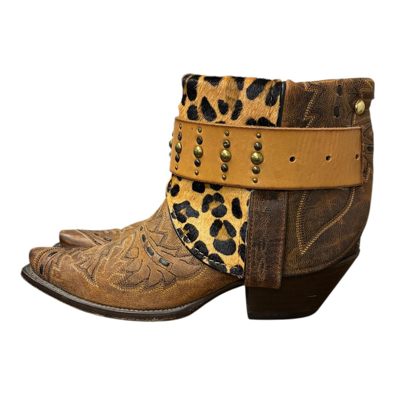 7 Embroidered Brown & Leopard Hair-on Hide Canty Boots®