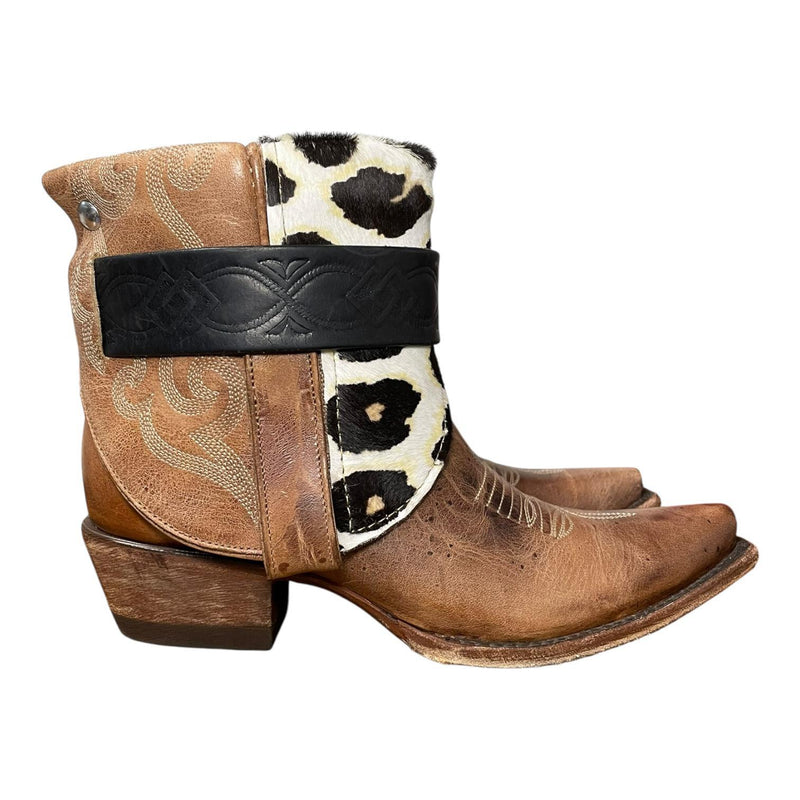 7.5 Brown & Leopard Hair-on Hide Canty Boots®