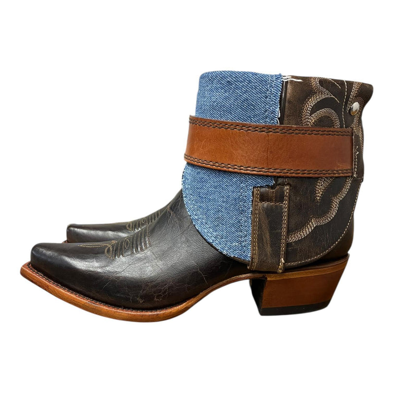 8.5 Embroidered Brown & Denim Canty Boots®