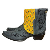 8.5 Embroidered Black & Yellow Shweshwe Fabric Canty Boots®