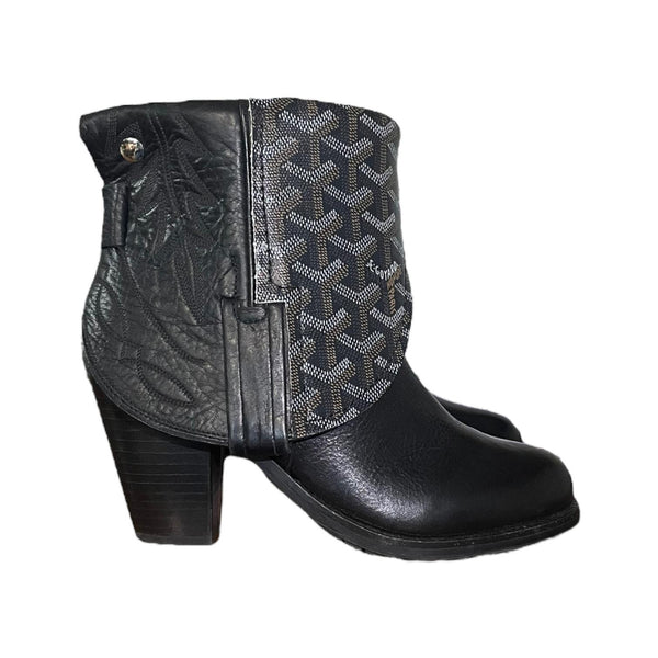 6.5 Black & Designer Stacked Heel Canty Boots®