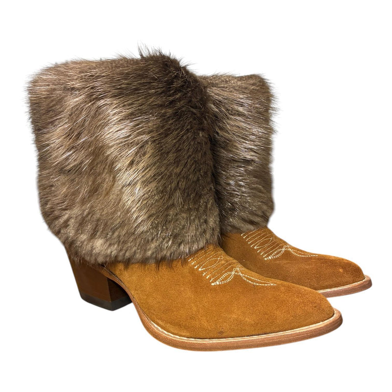 6 Cognac Rough Out & Beaver Fur Canty Boots®