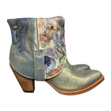 9 Gold Glitter & Butterfly Printed Hair-on Hide Canty Boots®