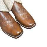 9.5 Brown & Beige Woven Leather Canty Boots®