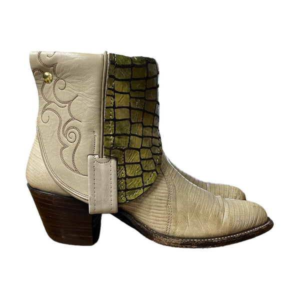 5.5 Cream Exotic & Green Canty Boots®