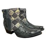 9 Embroidered Black & Quilted Leather Canty Boots® with Feather Concho