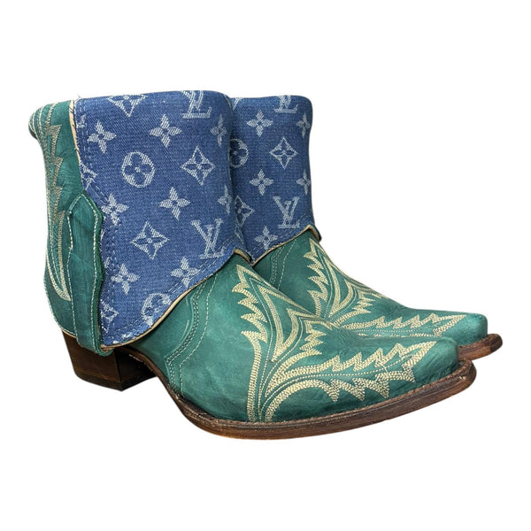 10 Embroidered Turquoise & Designer Denim Canty Boots®