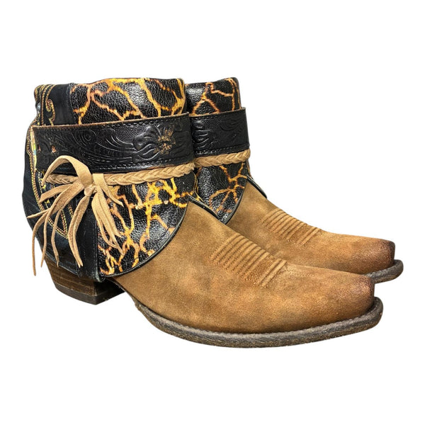 8.5 Two Toned & Crackle Leather Canty Boots®