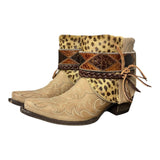 9 Embroidered Tan & Leopard Hair-on Hide Canty Boots®