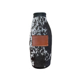 Cowhide Bottle Koozie with Customizable Leather Patch