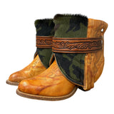 6.5 Marbled Tan Stacked Heel & Camo Hair-on Hide Canty Boots®