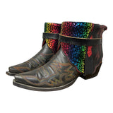 9 Embroidered Black & Metallic Leopard Print Canty Boots®