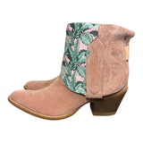 8.5 Pink Rough Out & Tropical Printed Leather Canty Boots®