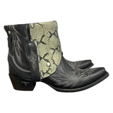 10 Embroidered Black & Printed Exotic Leather Canty Boots® with Opal Concho