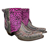 6 Colorful Embroidered & Pink Spotted Hair-on Hide Canty Boots®