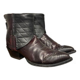 9 Maroon & Black Quilted Leather Canty Boots® with Agate Concho
