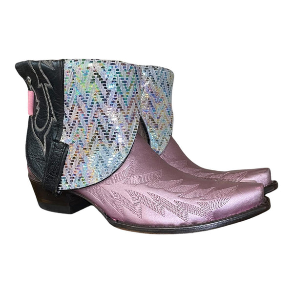 10 Metallic Pink & Black with Holographic Leather Canty Boots®