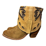 9.5 Brown Rough Out & Butterfly Stacked Heel Canty Boots®