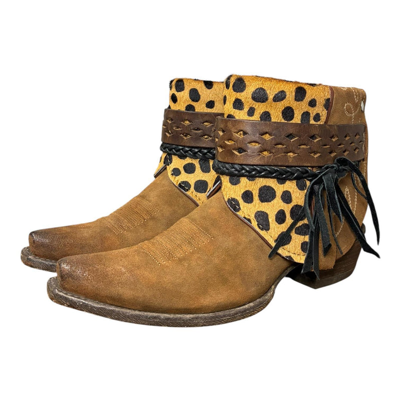 8 Brown Rough Out & Leopard Hair-on Hide Canty Boots®