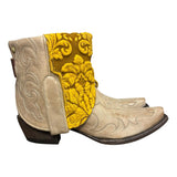 7 Embroidered Tan & Pressed Floral Leather Canty Boots®