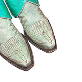 7.5 Embroidered Turquoise & Metallic Leather Canty Boots® with Star Inlay
