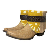 10 Embroidered Tan & Yellow Mudcloth Canty Boots®