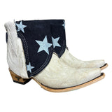 8 Embroidered White & Star Denim Canty Boots®