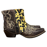 8.5 Embroidered Floral & Leopard Hair-on Hide Canty Boots®