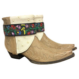 9 Embroidered Tan & Studded Cream Leather Canty Boots®