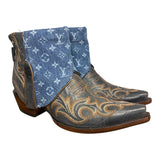 9 Embroidered Blue & Designer Denim Canty Boots® with Amber Concho