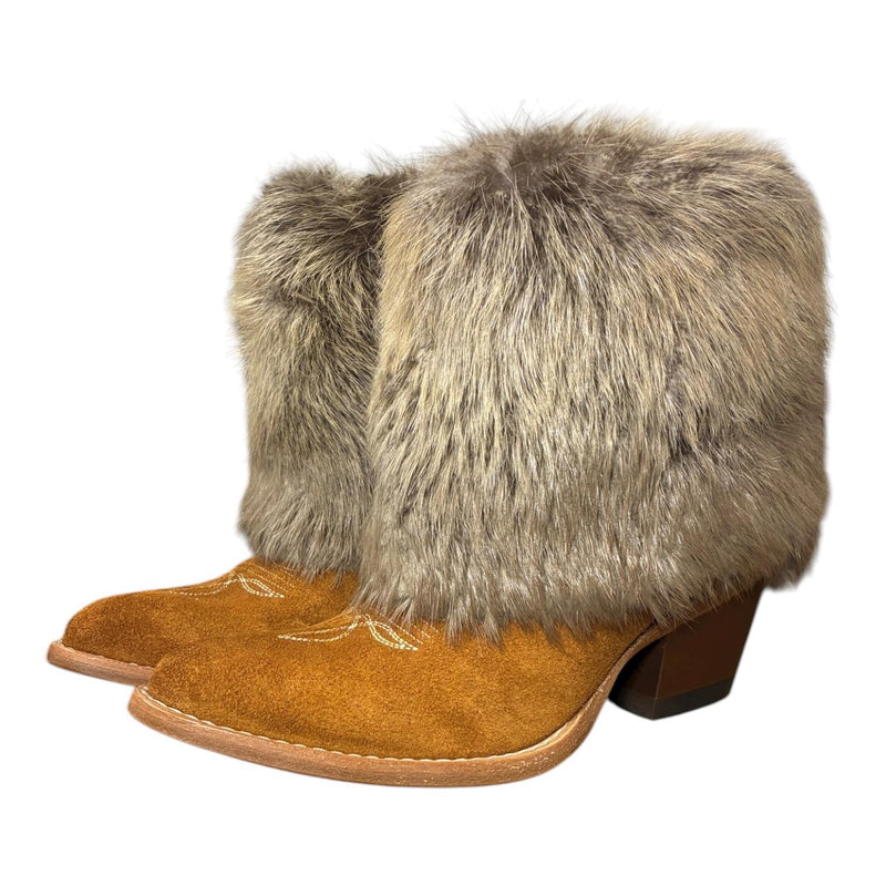 6 Cognac Rough Out & Beaver Fur Canty Boots®