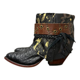 7.5 Exotic Black & Gold Spotted Hair-on Hide Canty Boots®