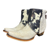 8.5 Embroidered White & Cowhide Printed Leather Canty Boots®