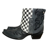 8 Embroidered Black & Checkered Leather Canty Boots®
