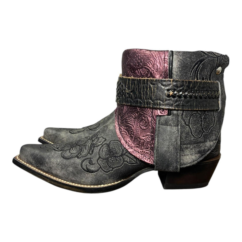 6.5 Embroidered Floral & Purple Leather Canty Boots®