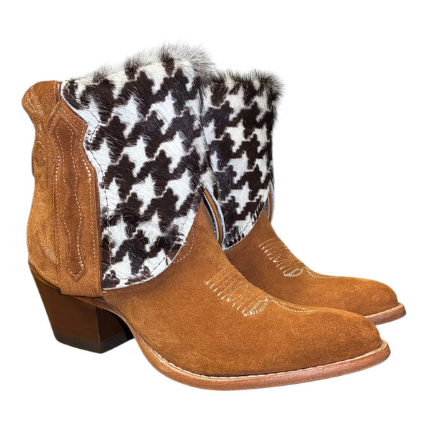 7 Brown Rough Out & Houndstooth Hair-on Hide Canty Boots®