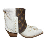 7.5 Cream Embroidered Floral & Designer Canty Boots®